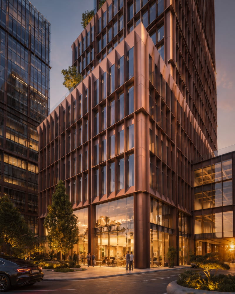 Architectural portrait of World Link Towers 2